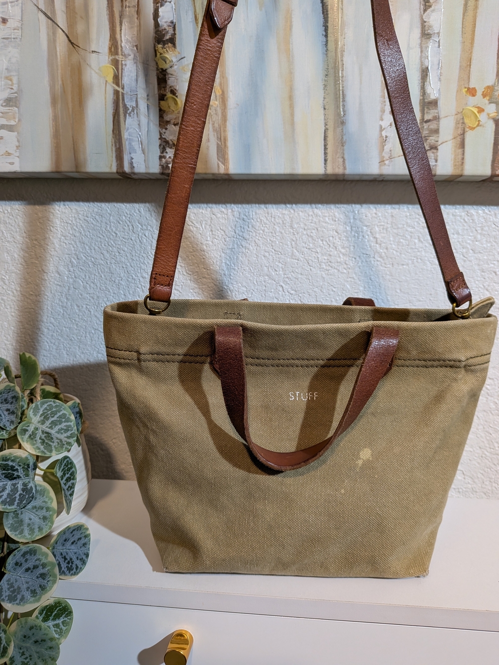 Madewell Tan Canvas Tote Bag with Leather Straps - Brown